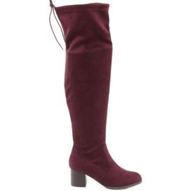 M.Daszyński Botas de gamuza por encima de la rodilla rojo