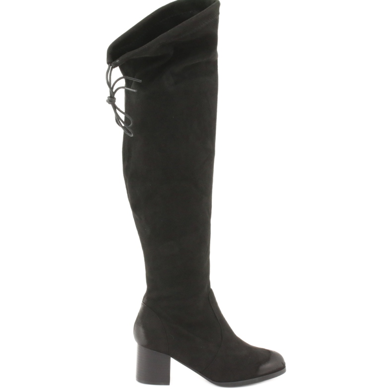 M.Daszyński Botas sobre la rodilla de ante negro 1715