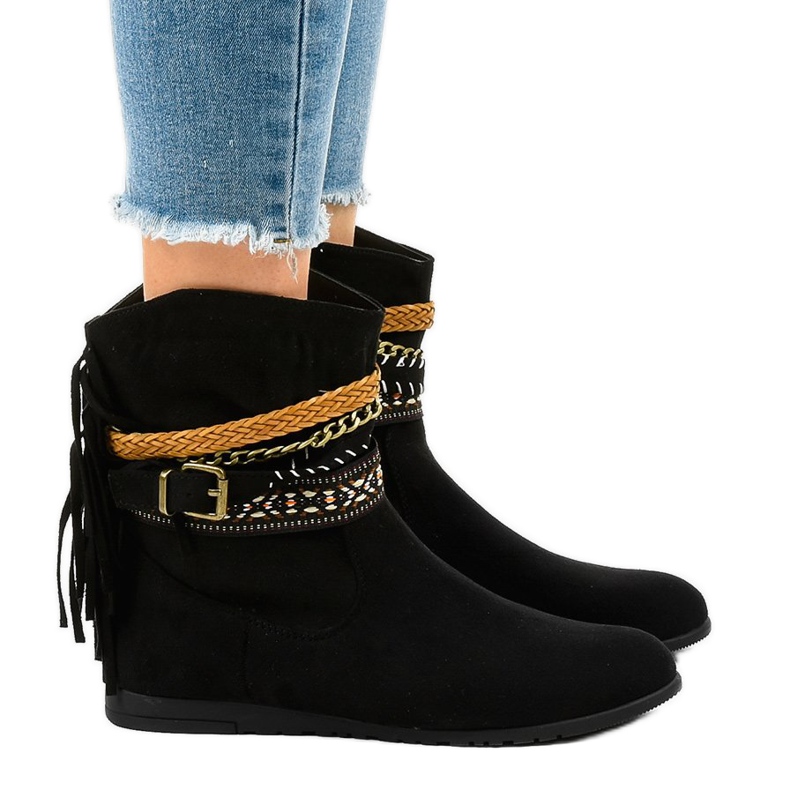 Botas de ante negro con flecos T88