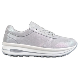 Zapatos de piel con purpurina VINCEZA gris