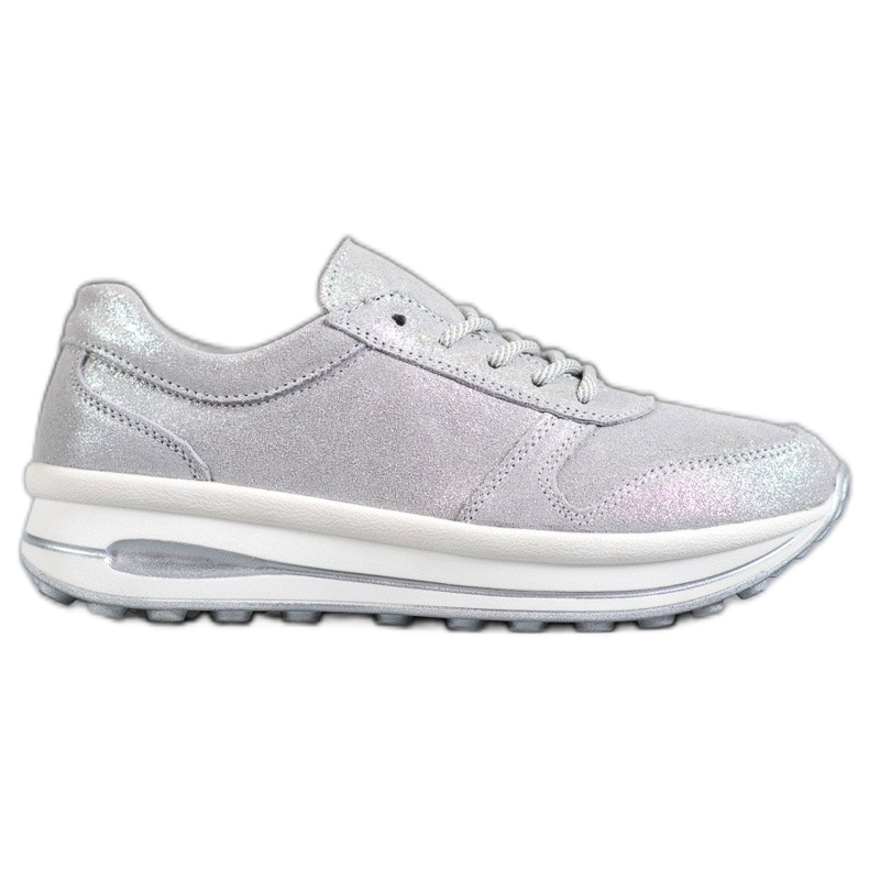 Zapatos de piel con purpurina VINCEZA gris