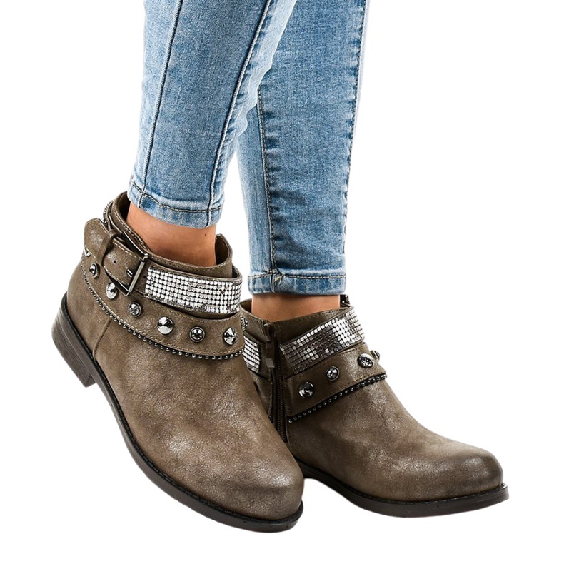 Botas marrones decoradas con una cremallera LL178 marrón