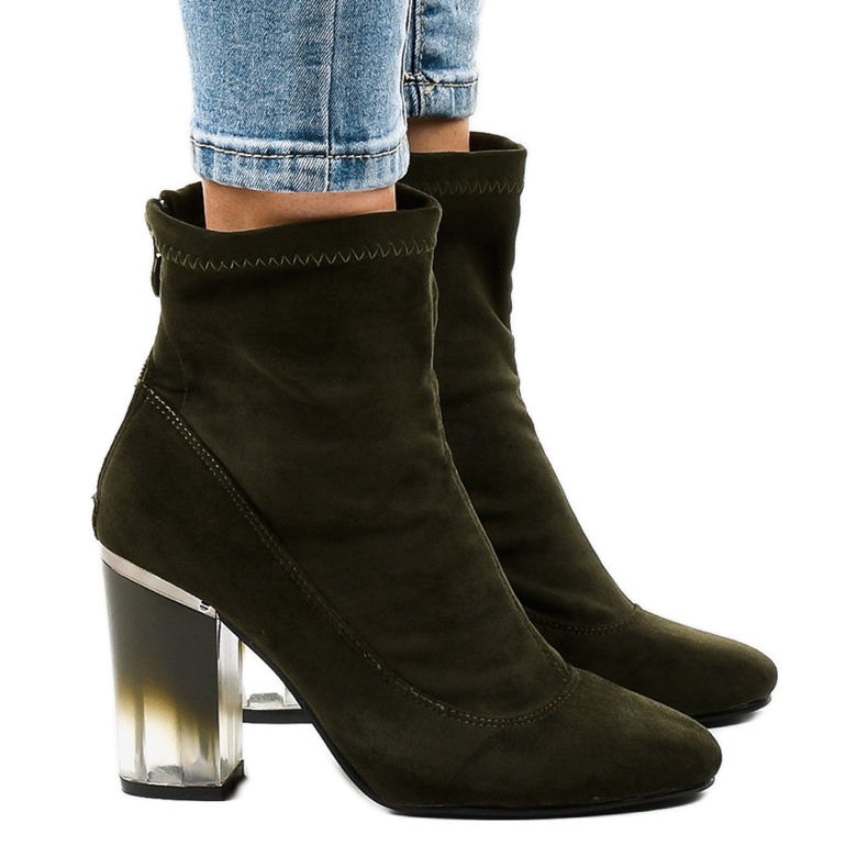 Botines de ante verde en el poste H8-93 Botines de ante verde en el poste H8-93