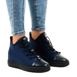 Zapatillas altas aislantes azul marino con cuña XY-35 Zapatillas altas aislantes azul marino con cuña XY-35