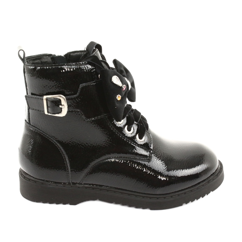 Bota lacada con lazo y pedrería Evento 1432 negro