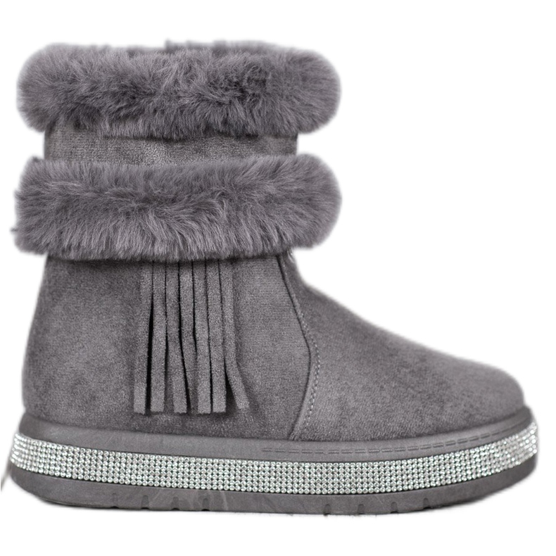 SHELOVET Botas de nieve con flecos gris