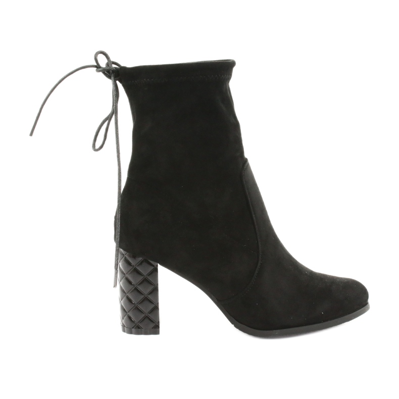 M.Daszyński Botines de ante con tacón decorativo Daszyński 154 negro M.Daszyński Botines de ante con tacón decorativo Daszyński 154 negro