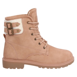 Botas de madera para mujer, beige y rosa, 1120-PA Pink
