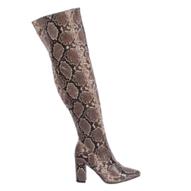 Botas por encima de la rodilla DA28 Khaki Snake multicolor