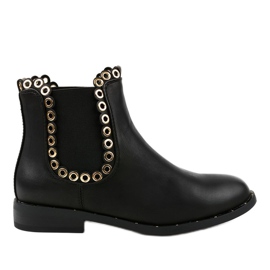 Botas planas negras con elástico YY102 negro gris Botas planas negras con elástico YY102 negro gris