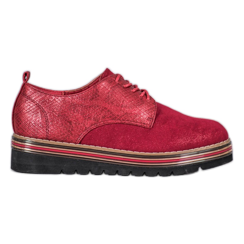 SHELOVET Zapatos en la plataforma con estampado de serpiente rojo