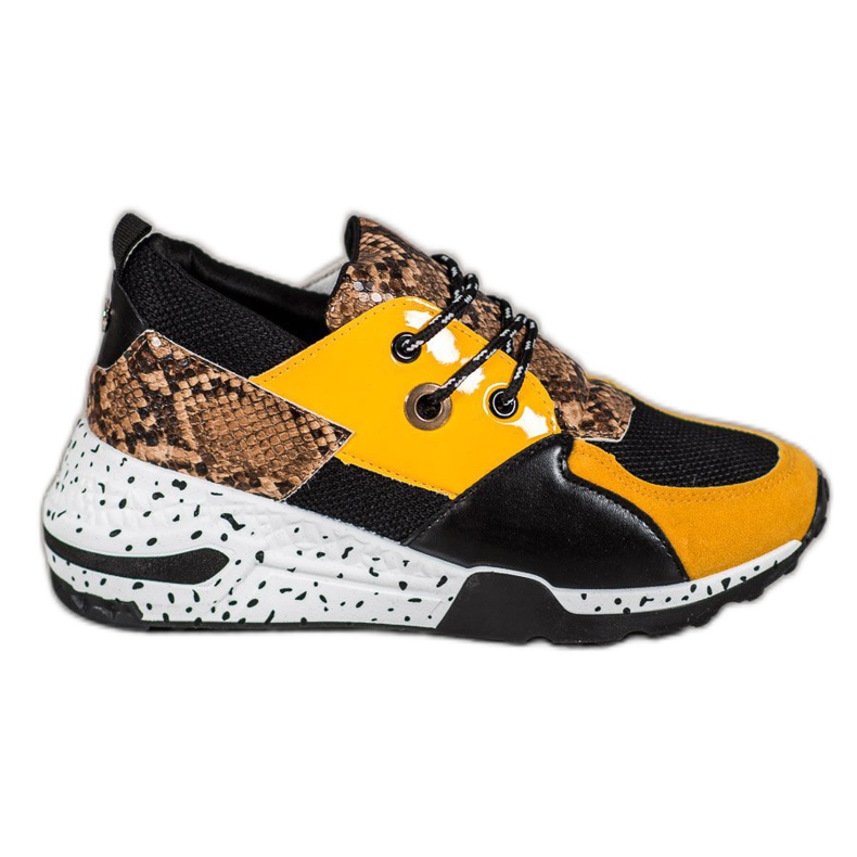 Zapatos deportivos VICES con estampado de serpiente multicolor amarillo Zapatos deportivos VICES con estampado de serpiente multicolor amarillo