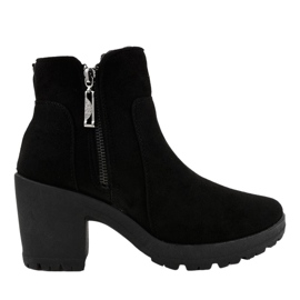 Botines de ante negro con cremallera HX-035