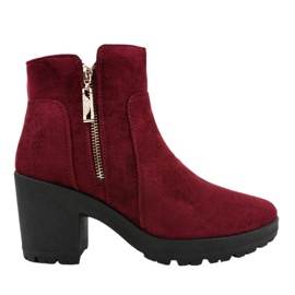 Botas de ante burdeos en el poste con cremallera HX-035 rojo