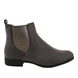 Botas planas de ante gris con elástico 100-917BO