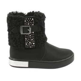 American Club Botas para niñas con pelaje GC35 con lentejuelas negras negro