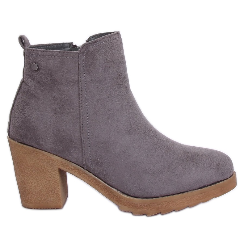 Gris Botas grises de tacón ancho YL96044 Gris