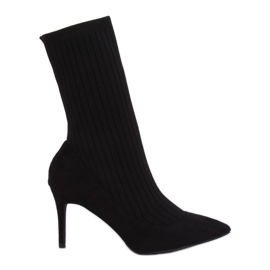 Botas con parte superior de calcetín negro T5033 Negro