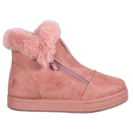 SHELOVET Botines con cremallera rosa