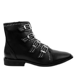 Botines planos de mujer negros con hebillas 100-915 Botines planos de mujer negros con hebillas 100-915