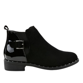Botines planos negros de mujer con hebilla HD-68