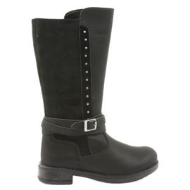 Botas largas American Club GC31 con pedrería negro gris
