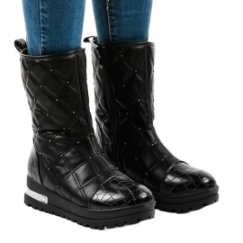 Botines planos negros de mujer con tachuelas B9016-1 Botines planos negros de mujer con tachuelas B9016-1