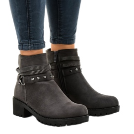 Botas de tacón de ante gris L3058-29 Botas de tacón de ante gris L3058-29