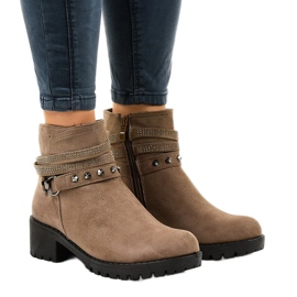 Botas de tacón de ante verde L3058-29 multicolor