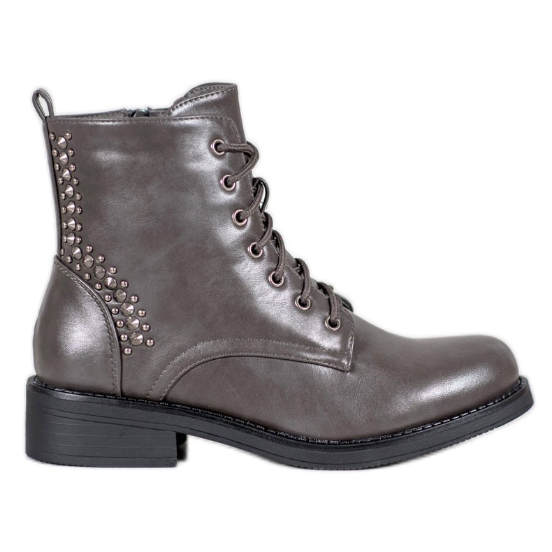 SHELOVET Botas con diamantes de imitación gris