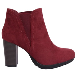Botas de tacón, burdeos H9261 Burdeos rojo