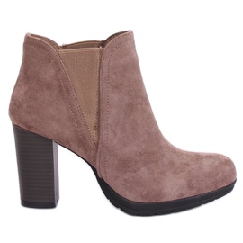 Botas de tacón beige H9261 Kaki