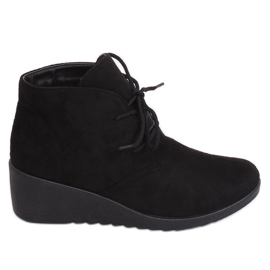 Negro Botas con tacón de cuña E3265 Negro
