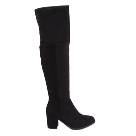 Botas mosqueteras con tacones bajos negro 8B965 Negro