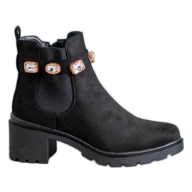 Seastar Botines de ante con cristales negro