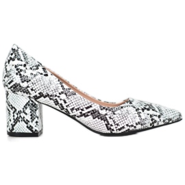 Seastar Zapatos de tacón con estampado de serpiente blanco gris multicolor