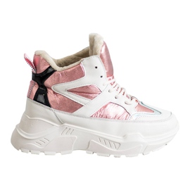 Botines deportivos de moda blanco rosa