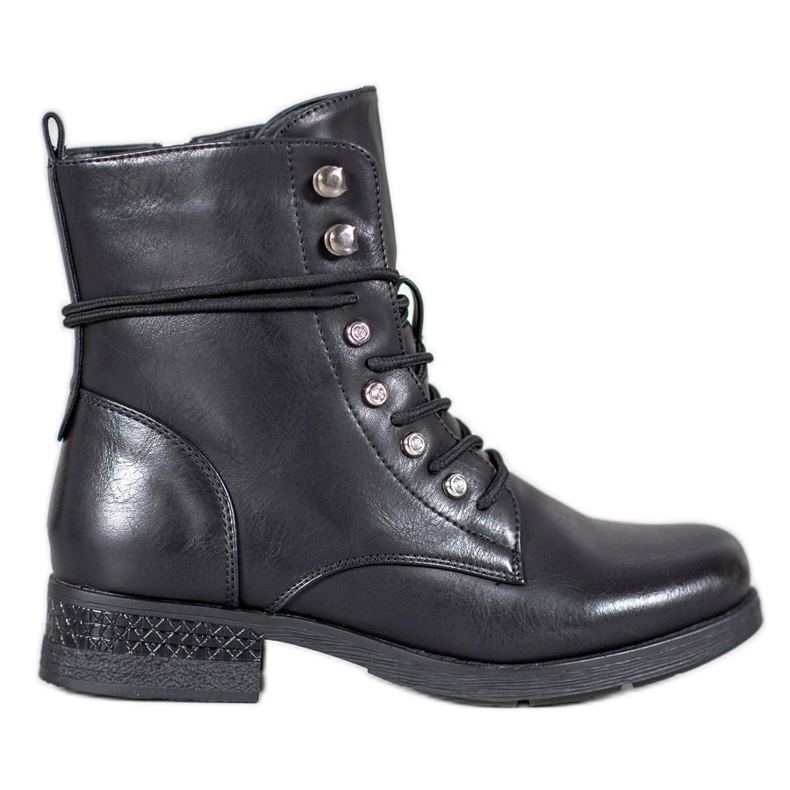 SHELOVET Botas de cuero ecológico negro
