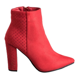 Seastar Botines de ante con circonita cúbica rojo