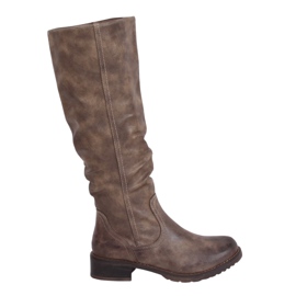 Botas planas de mujer, beige 1084-PG Khaki