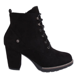 Botas negras de tacón alto con cordones 7081 Black negro