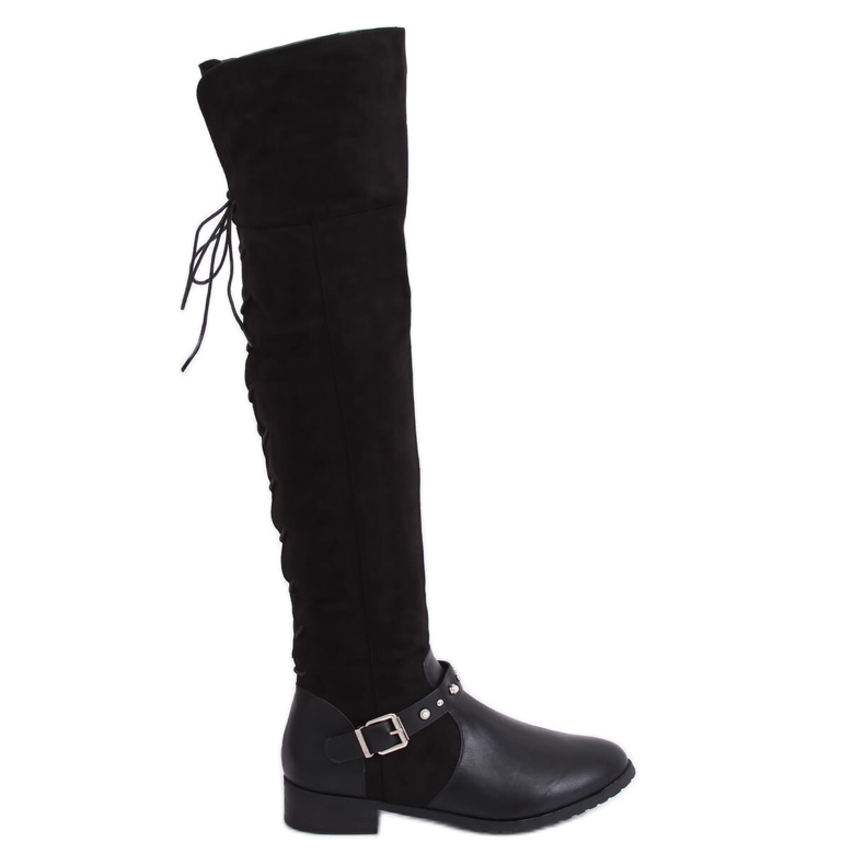 Botas mosqueteras con tacón plano negro 688-3 Negro