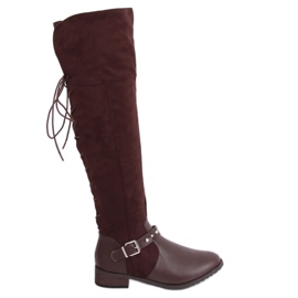 Botas mosqueteras con tacón plano marrón 688-3 Marrón
