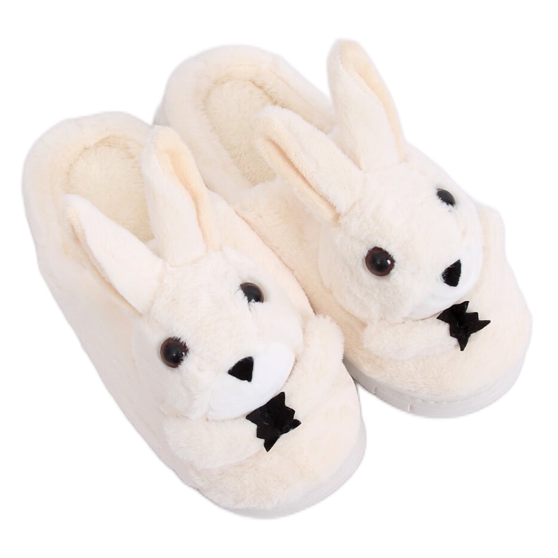 Pantuflas de conejito beige para mujer MA17 Blanco