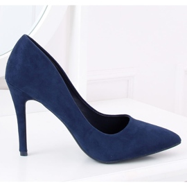 Zapatos de salón con tacón ante azul marino GG-70 DK.BLUE