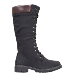 Seastar Botas cálidas con cordones negro