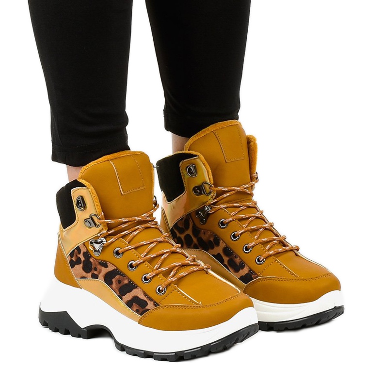 Zapatillas de mujer marrones con aislamiento F-19208-3 marrón amarillo Zapatillas de mujer marrones con aislamiento F-19208-3 marrón amarillo