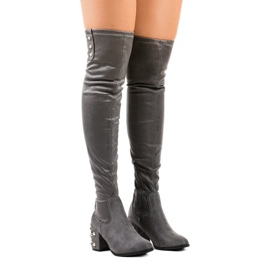 Botas de gamuza de mujer en el poste LB-352 gris