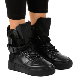 Deportivas planas negras Y-207 negro