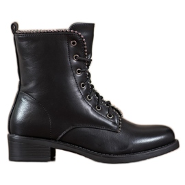 Janessa Botas clásicas con cordones negro